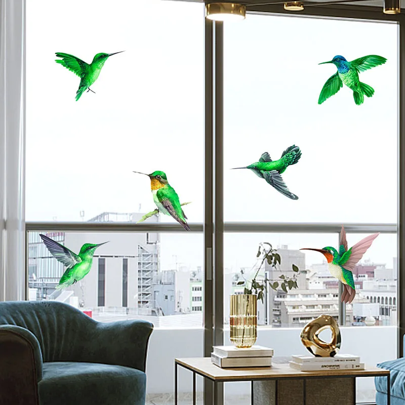 

Hummingbird Sticker Glass Decal Electrostatic Glass Film Birds Anti-collision Warning Stickers Non Adhesive Window Cling