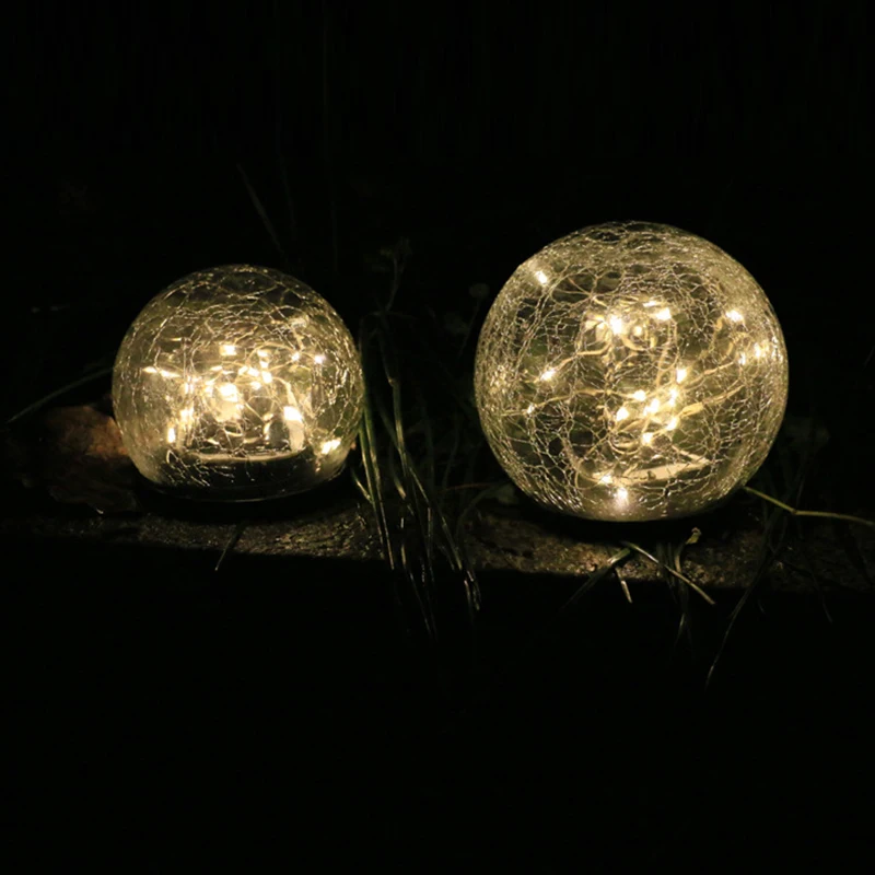 

Cracked Glass Ball LED Solar Light Solar Power Garden Light Glass Ball Buried Light Lawn Landscape Garden Courtyard Decoration