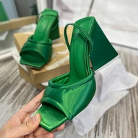 women triangle high heel sandals fashion sexy womens 11cm pumps comfortable back strap females party chunky footwear 2021