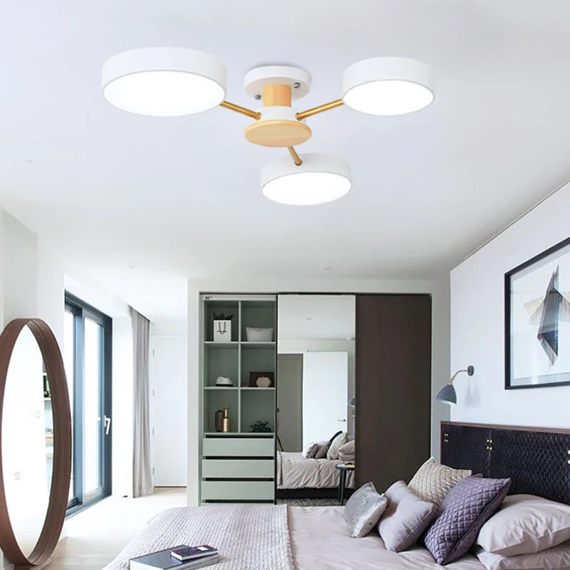 Lámpara de araña LED estilo nórdico, macarrón redondo de candelabro, iluminación minimalista para sala de estar y dormitorio