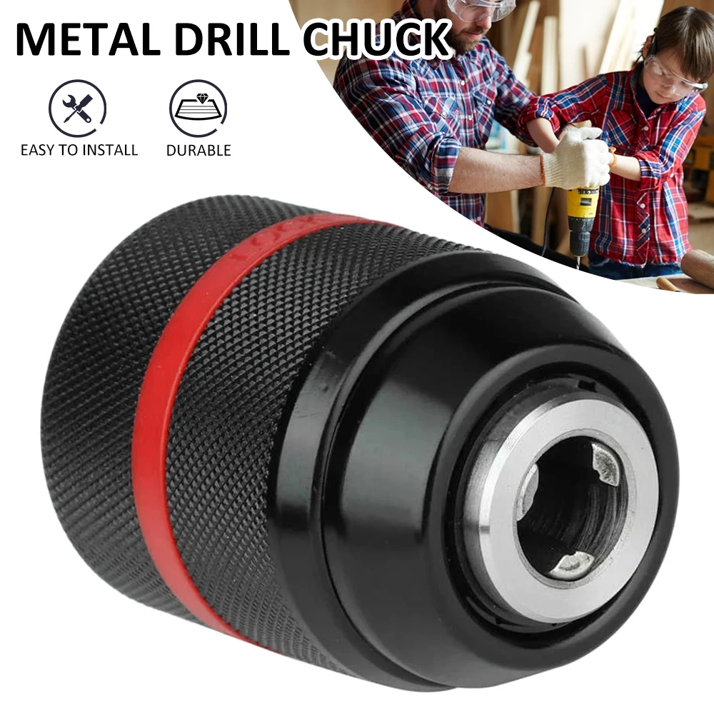 

Keyless Drill Chuck Heavy Duty Drill Press Chuck 2 - 13 mm Keyless Chuck for Impact Driver, Quick Connector (Black)
