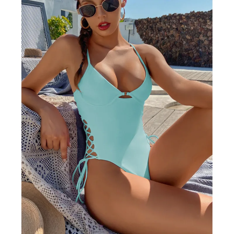 

2021, сексуальный бандажный женский купальник с вырезами и полной спиной, Оригинальный Женский костюм-летучая мышь, пляжный костюм LYC60U