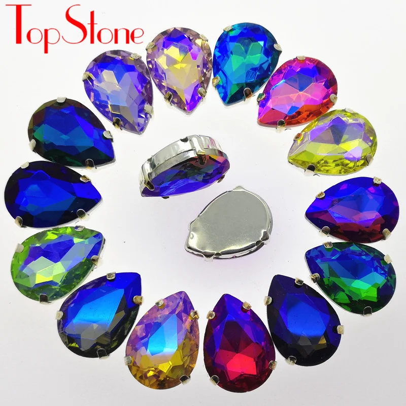 TopStone Colors AB каплевидные Пришивные бусины 10х14мм ~ 20х30 мм стеклянные капли