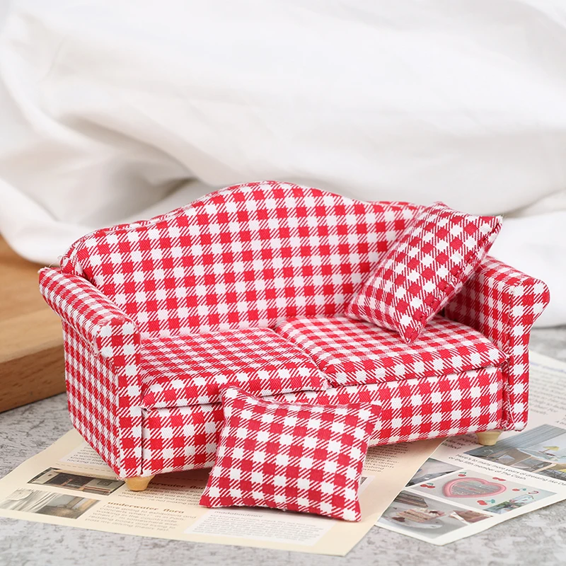 Мебель для кукольного домика 1:12 1 шт. красная сетка деревянная модель дивана с