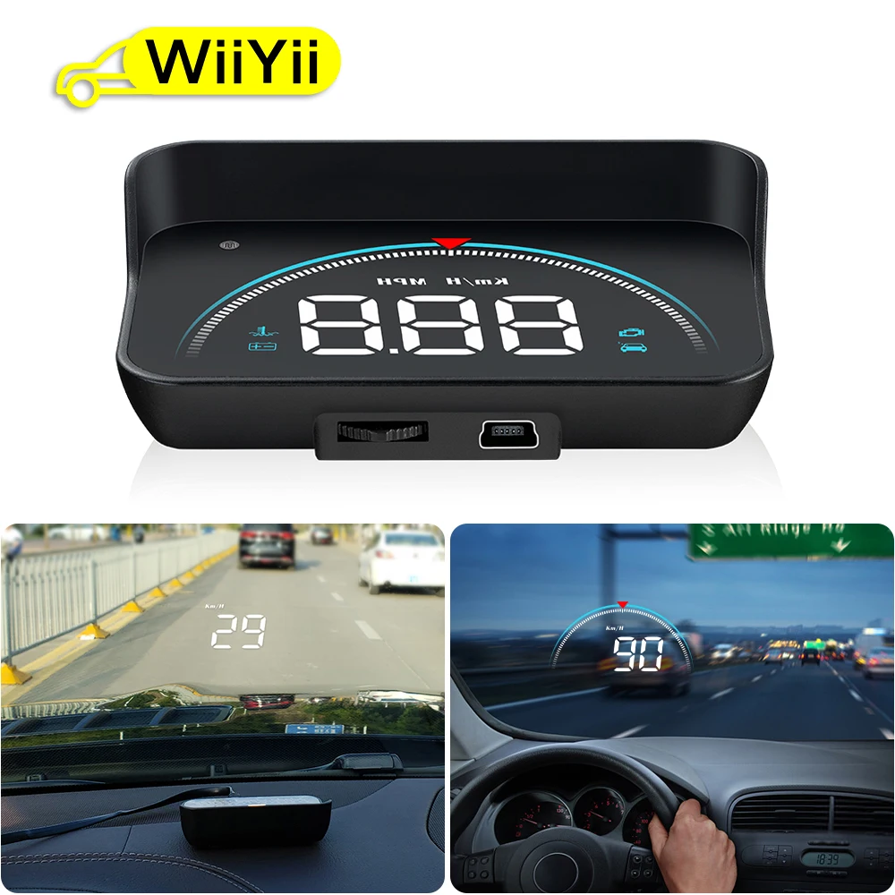 Автомобиль OBD2 HUD светодиодный передний дисплей, OBD лобовое стекло проектор сканер скорости, топливная сигнализация, Инструмент M8 3,5 дюйма - изображение