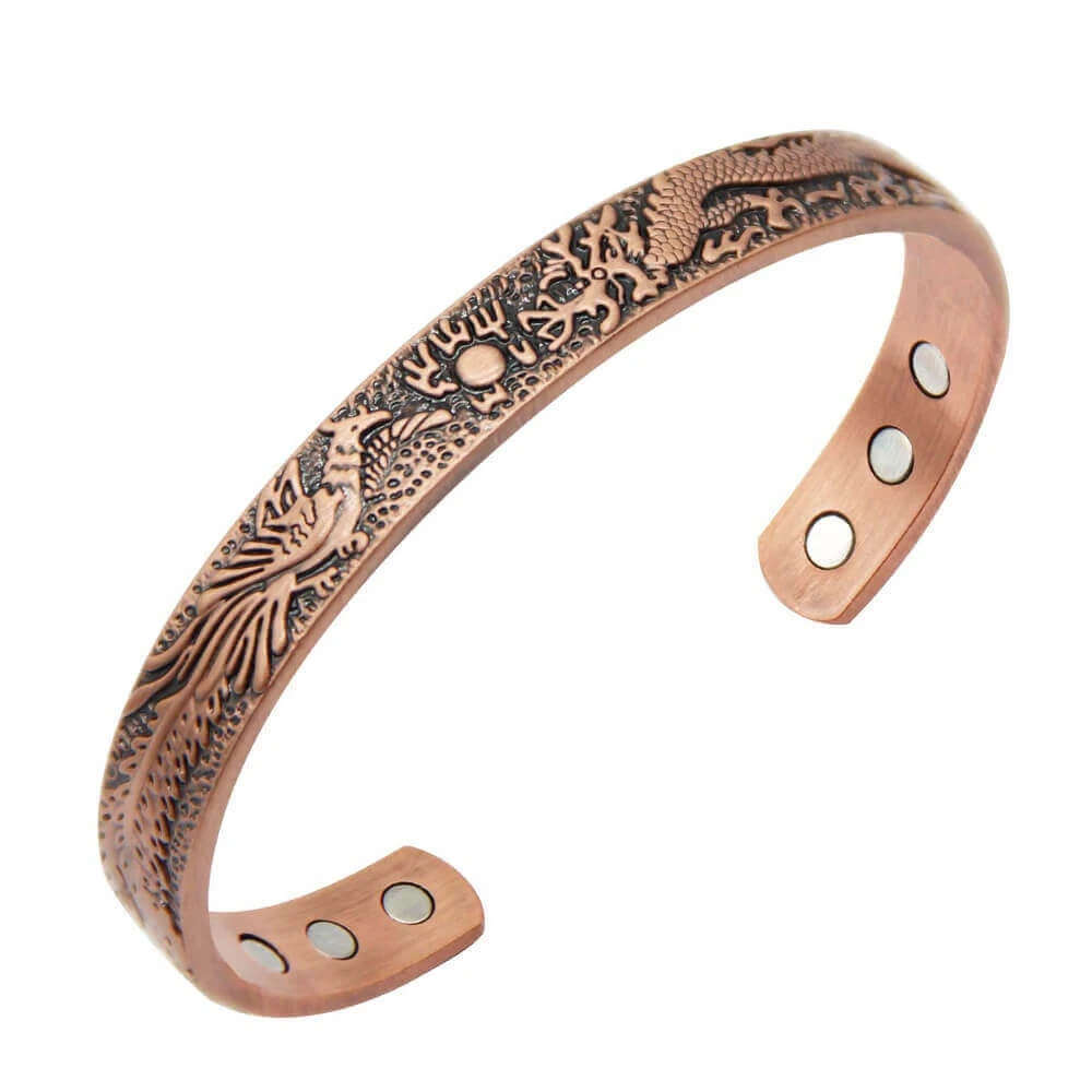 

Men Copper Magnet Energy Bangles Retro Dragon and Phoenix Bracelets For Women Fashion Unisex Jewelry
