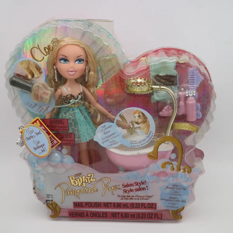 Цвет: желтый Коробочный Bratz Кукла щенок ПЭТ Купальный дом с сушеным лаком для ногтей и аксессуары для ванны лучший подарок для девочки - Цвет: Цвет: желтый