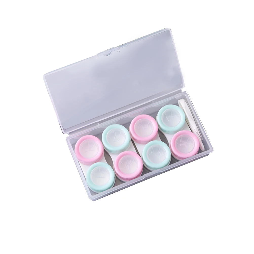 4 пары контактных Lense Чехлы прочные держатели для объективов коробки хранения