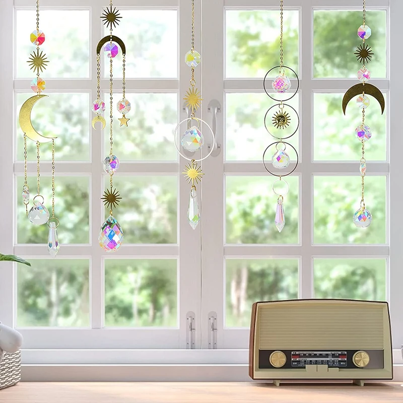 6Pieces Colorful Crystals Suncatcher Hanging Sun Catcher With Chain Pendant Ornament Crystal Balls For Window Garden | Дом и сад