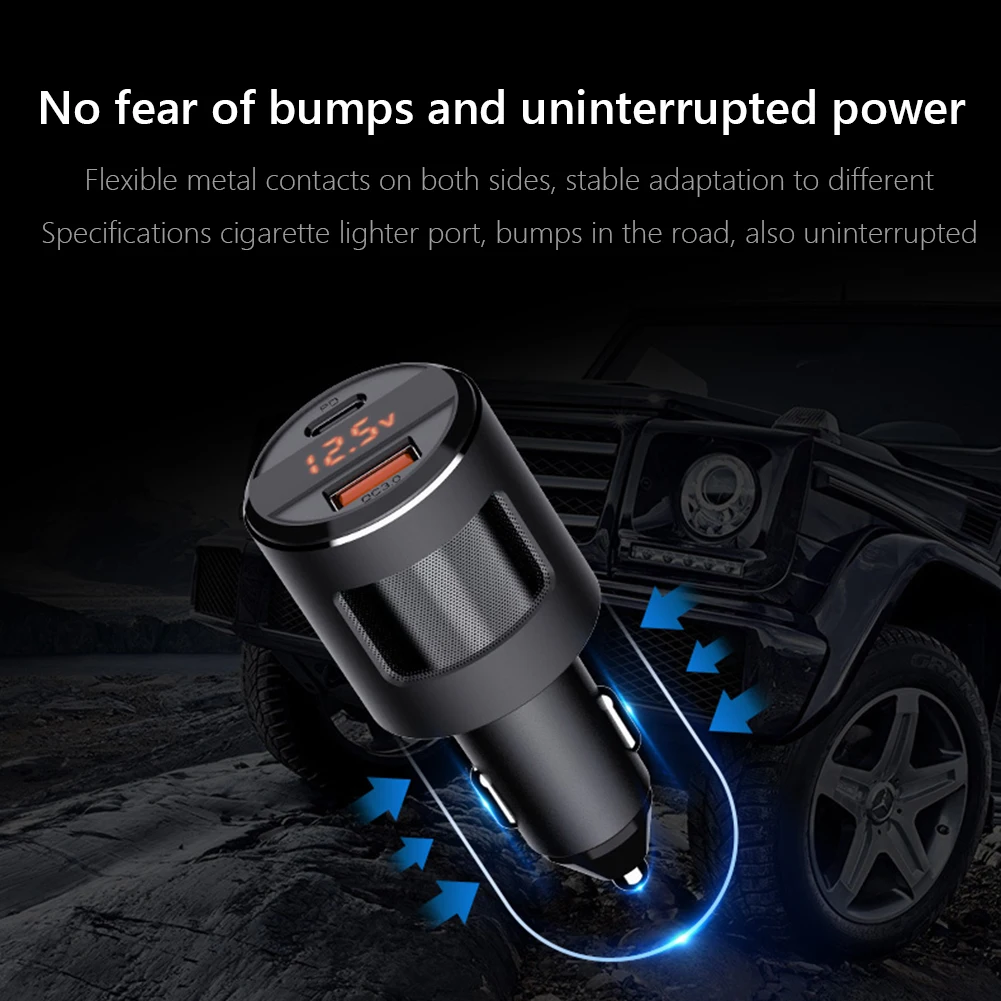

USB Car Charger 18W QC 3.0 65W PD USB Type C Fast Charging Phone Adapter Car Adapter Charger Cigarette Lighter