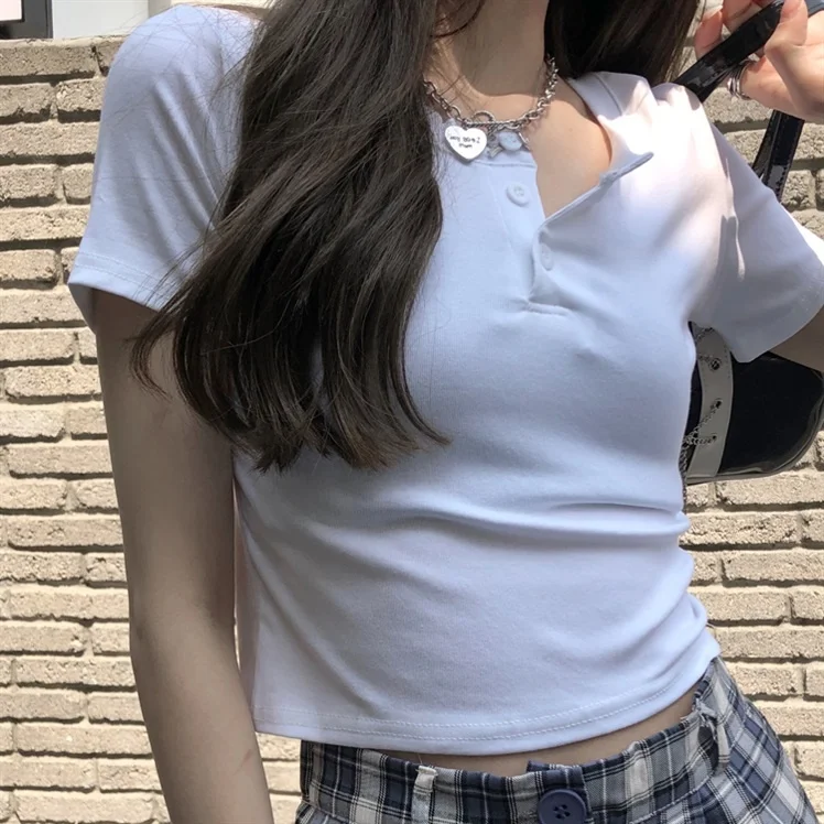

Hot Girl Style Short-Sleeved T-shirt Women's Summer Design Sense Niche High Waist Slimming Slim Short Navel BM Top Ins Fashion