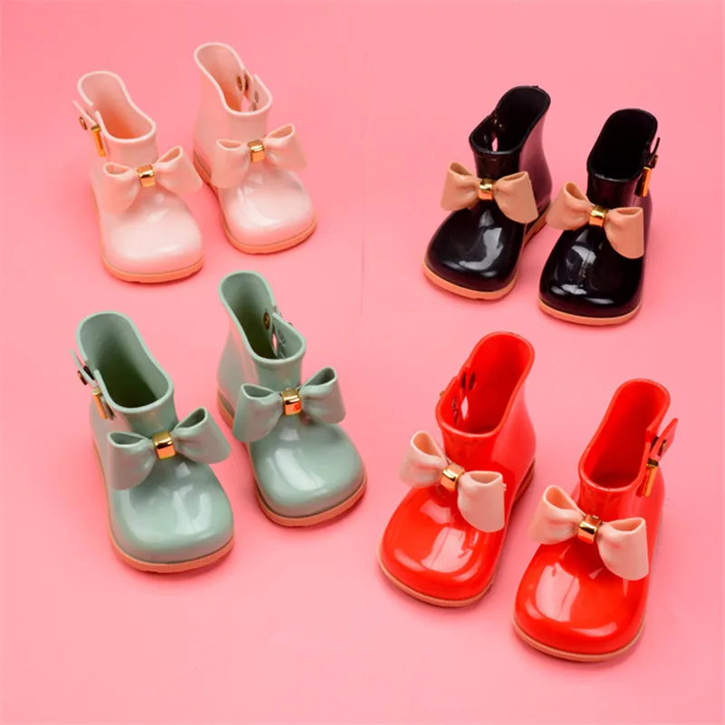 

Children Rain Boots For Girls Toddlers Kids Rain Shoes Soft PVC Jelly Boots With Bow-knot Cute Water-proof Rain Boots Bowtie Hot