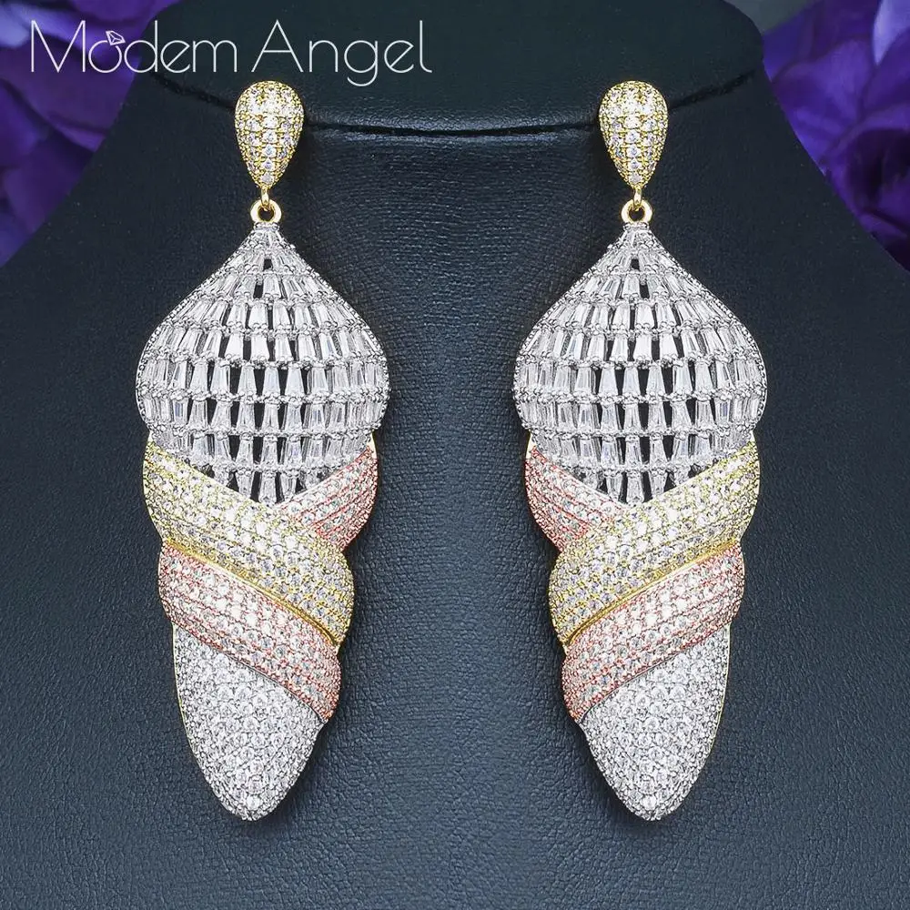 

ModemAngel Luxury Water Drop Crystal Zircon Naija Wedding Pendant NECKLACE EARRINGS For Dubai Women High Quality Jewelry