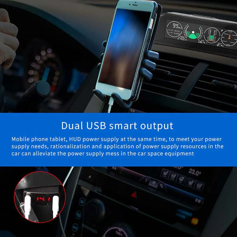 Компактная Универсальная автомобильная зарядка OBD 12 В 24 светодиодный дисплей