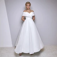 off the shoulder sweetheart a line wedding dresses for women with puffy chiffon 2022 new dress white bridal gowns robe de mari%c3%a9e