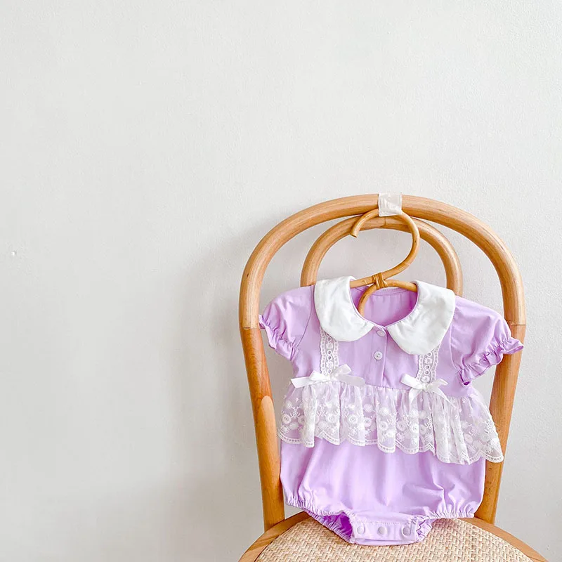 

MILANCEL, Новинка лета 2021, детская одежда, Кружевное боди для новорожденных, наряды с воротником Питера Пэна, одежда для маленьких девочек