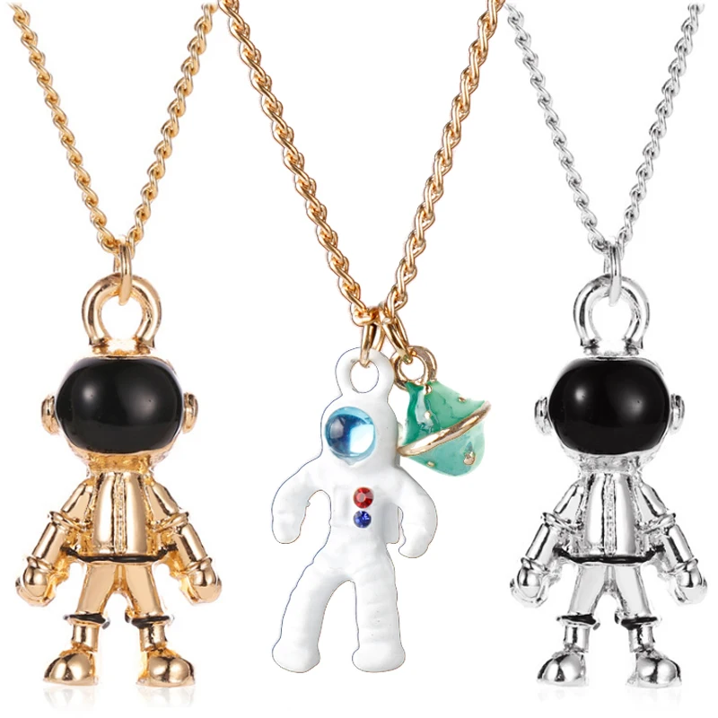 

6 style 3D Space Astronaut Robot Necklace Alloy Pendant Creative Trinket Jewelry Clavicle Chain Choker Women Men Children Gift