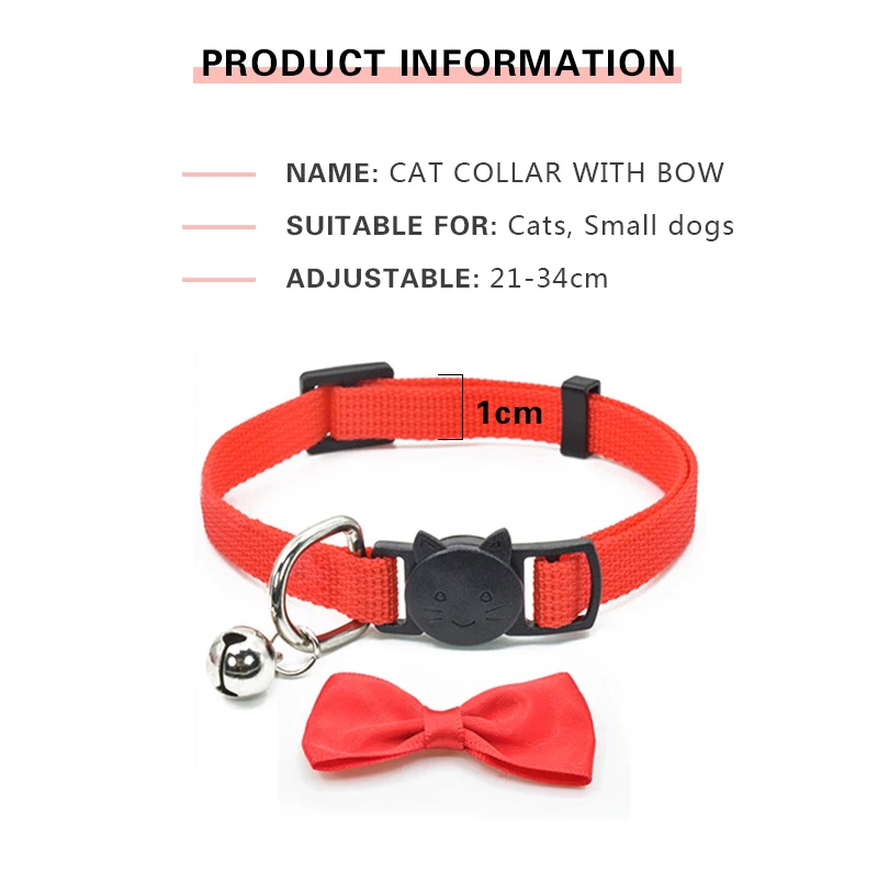 

Pet Cat Collar Adjustable Nylon Collar Bow Bell Cute Bow Tie Cat Buckle Pet Collar for Puppy Kittens Necklace Pet Supplies