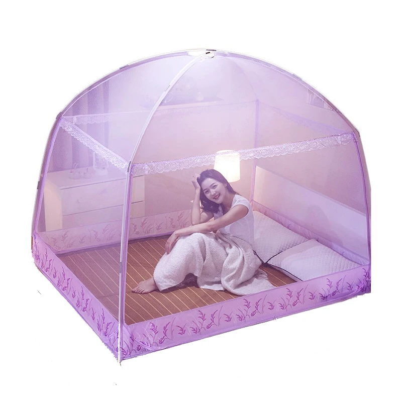 Складная москитная сетка для дома желтая розовая двойная кровать монгольская