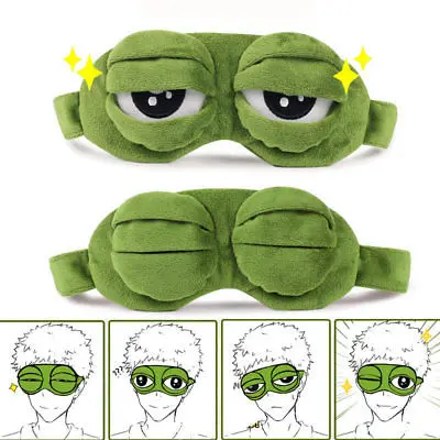 

Funny Sleep Eye Mask the Frog Sad Frog 3D Eye Mask Eyeshade Cover Cartoon Soft Plush Sleeping Mask Green Travel Rest Eye Mask