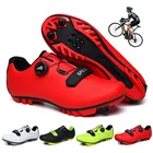 Самоблокирующиеся велосипедные кроссовки для мужчин и женщин, спортивная обувь для горных велосипедов, Оригинальные красные
