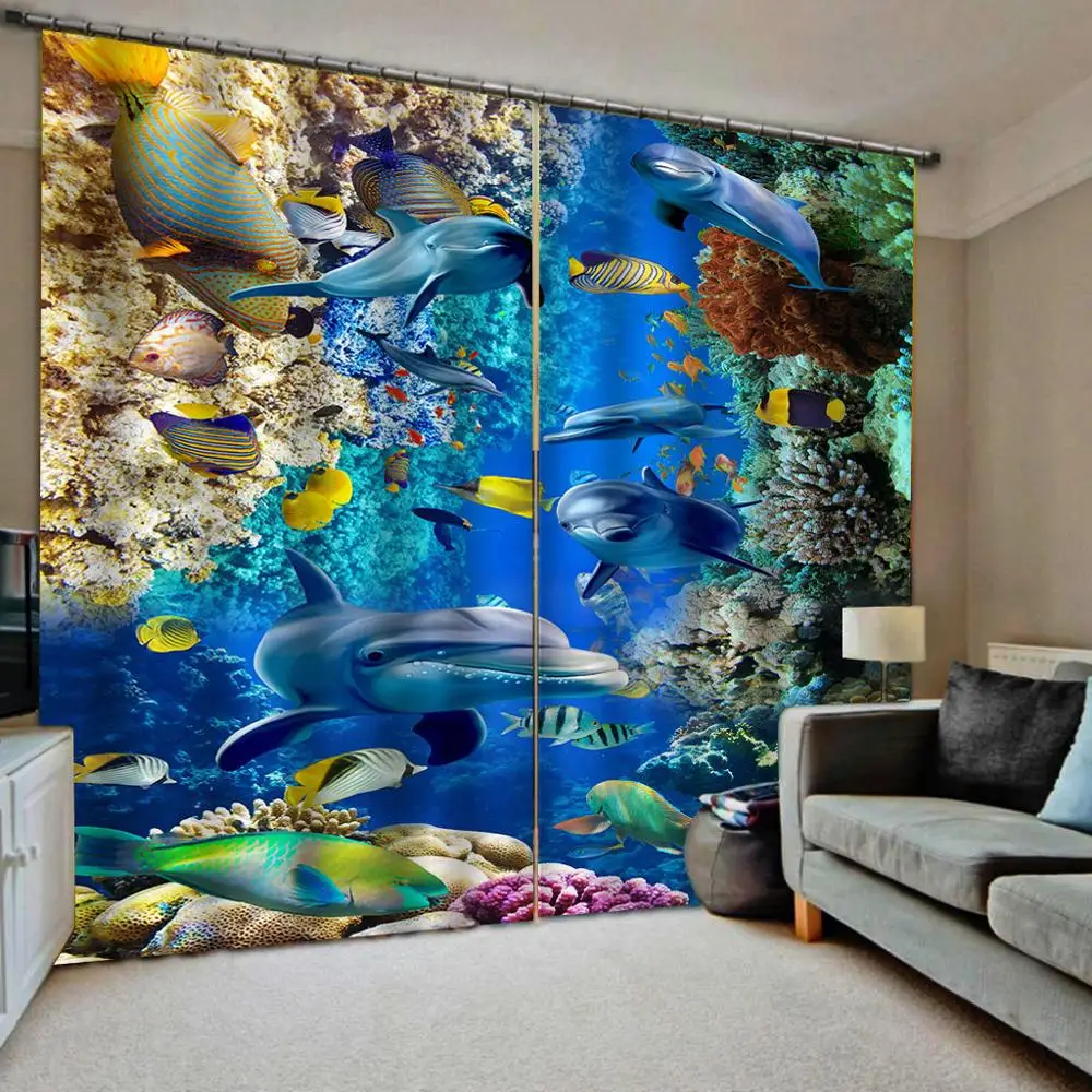 Занавеска для фотографий 3d занавеска детской комнаты с дельфином s девочек 2019