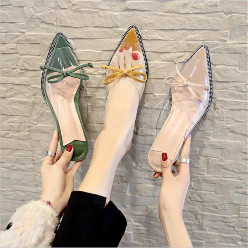 

2019 New Fashion Spring/Autumn Female Slippers Women's Transparent High Heels Shoes Woman Crystal Decoration Outside Slippers
