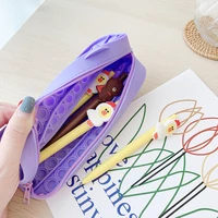 simple version of pure color press silicone hot rodent pioneer pencil case decompression bubble stationery storage bag