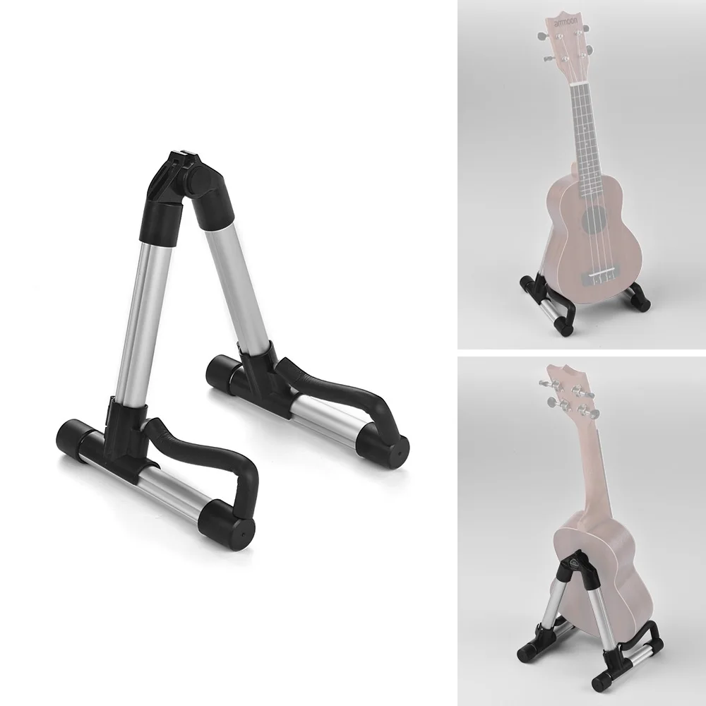 Портативная подставка для укулеле Ukelele Uke держатель a-рамка из алюминиевого сплава аксессуары для гитары для 18-26 дюймов - Цвет: Silver