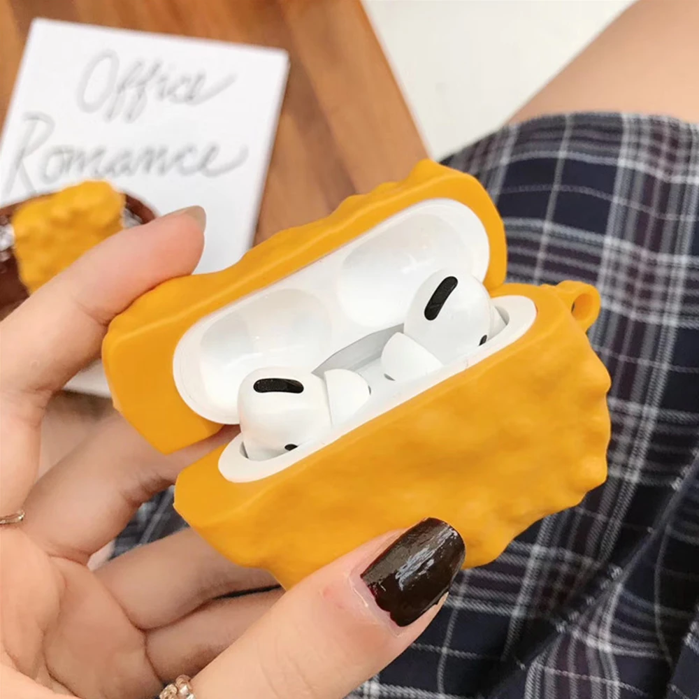 

3D Cute Case For AirPods 1 2 Pro Cartoon Chicken Nuggets Bluetooth Earphone Cover Case For Apple Airpods 1 2Pro With Finger Ring