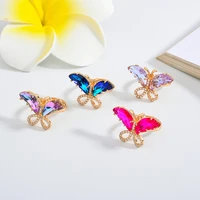 korean cute butterfly ring fashion sweet colorful shiny crystal butterfly womens animal adjustable ring girl party jewelry gift