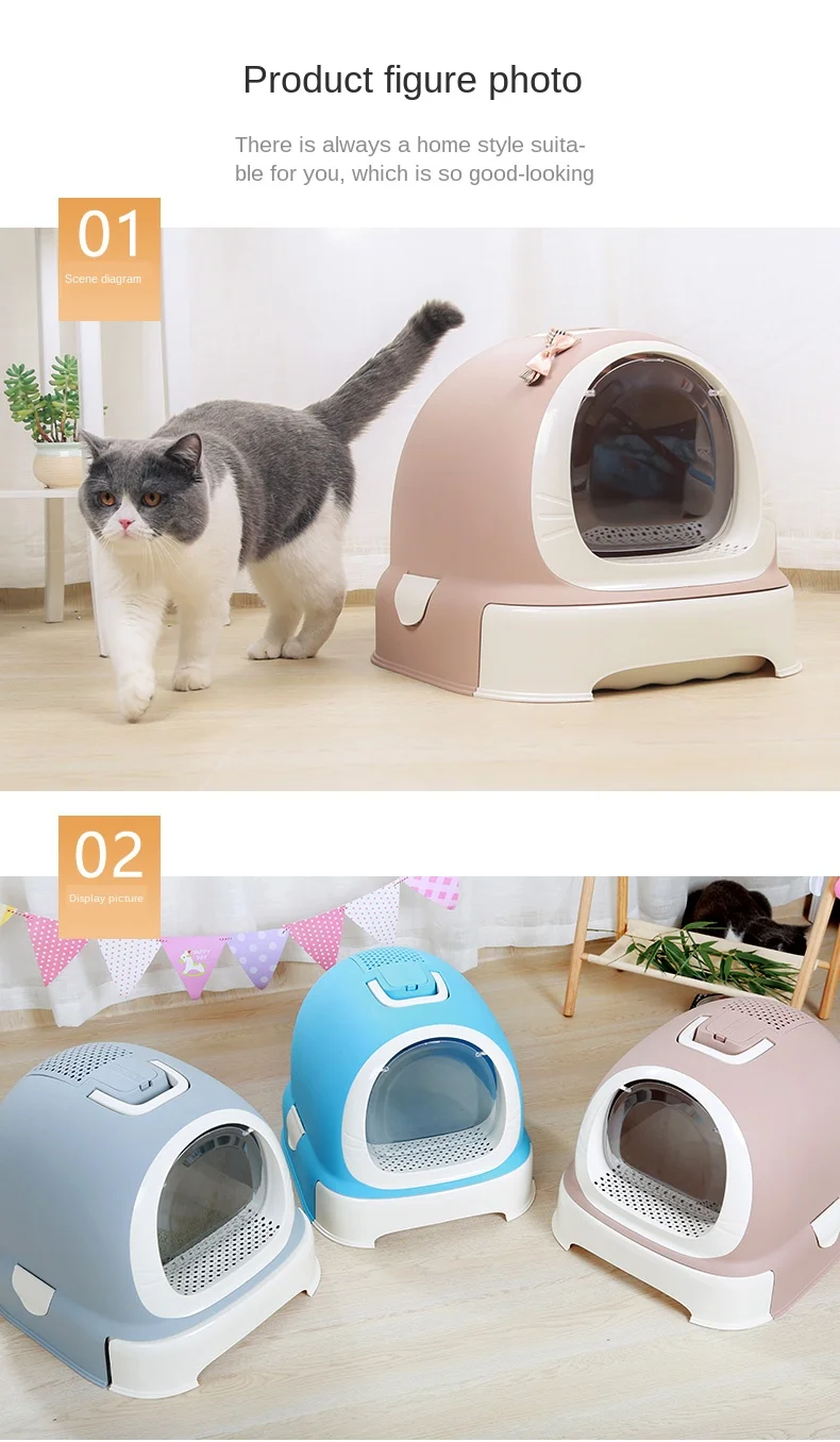Portable Closed Tasteless Pet Toilet Indoor Cat Sandbox Kitten Litter Box Tray Dog Clean |