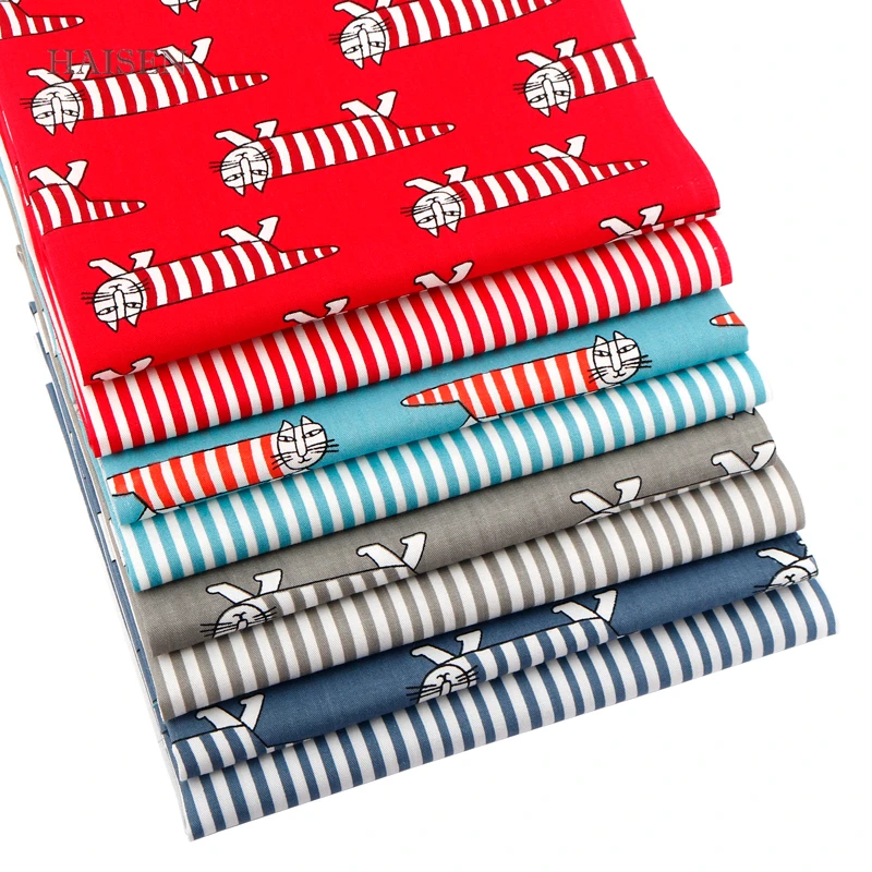 HAISEN мультяшная серия с милым котом саржевая ткань принтом хлопчатобумажная