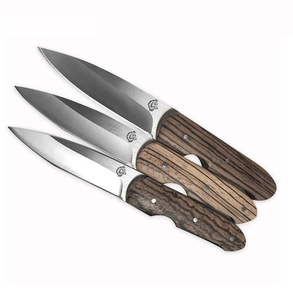 Прямой нож D2 из нержавеющей стали с деревянной ручкой нейлоновый для охоты