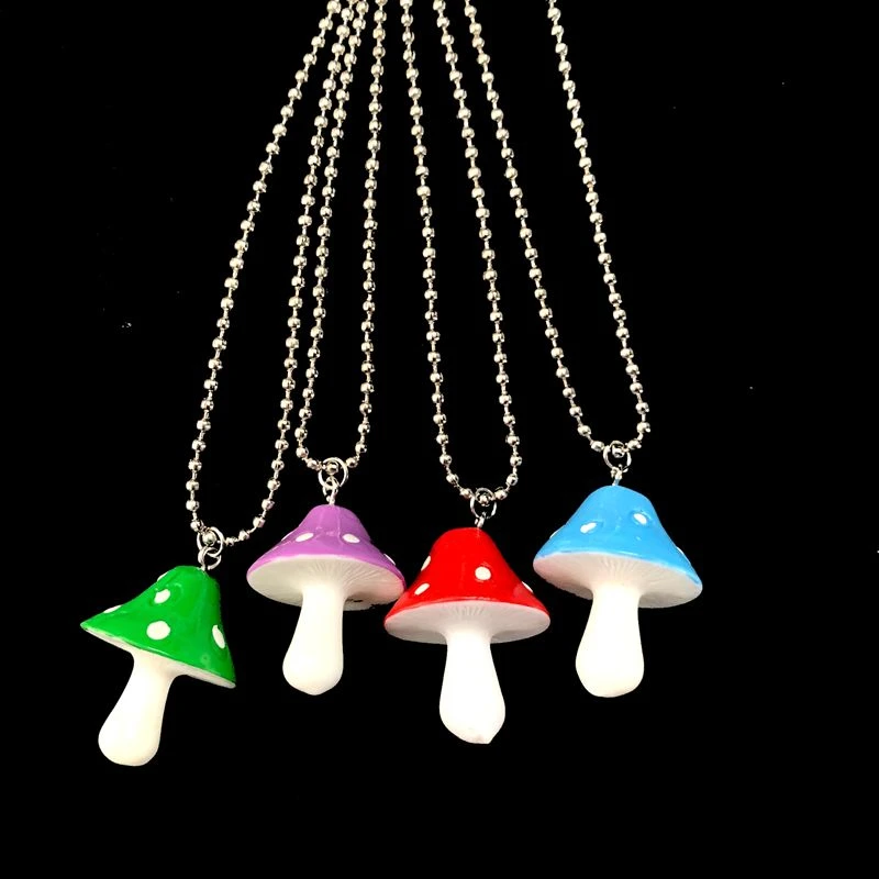 

Fashion Cartoon Color Mushroom Pearl Bunny Necklace Personality Cute Resin Pendant Girl Daily Charm Jewelry Gift