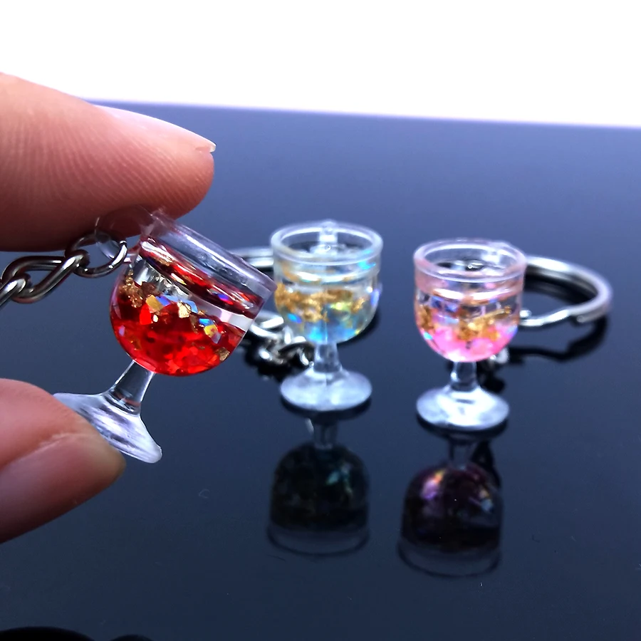 Уникальный дизайн бутылки мини Кубок сок брелок смолы жемчужный молочный чайный