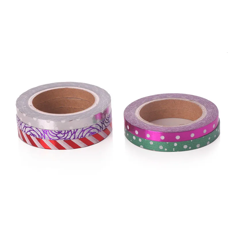 

5pcs/lot Gold Foil Washi Tape 5mm*10m Slim Dividing line Washitape Hot stamping Diary Decorative Tearable Tape JD127