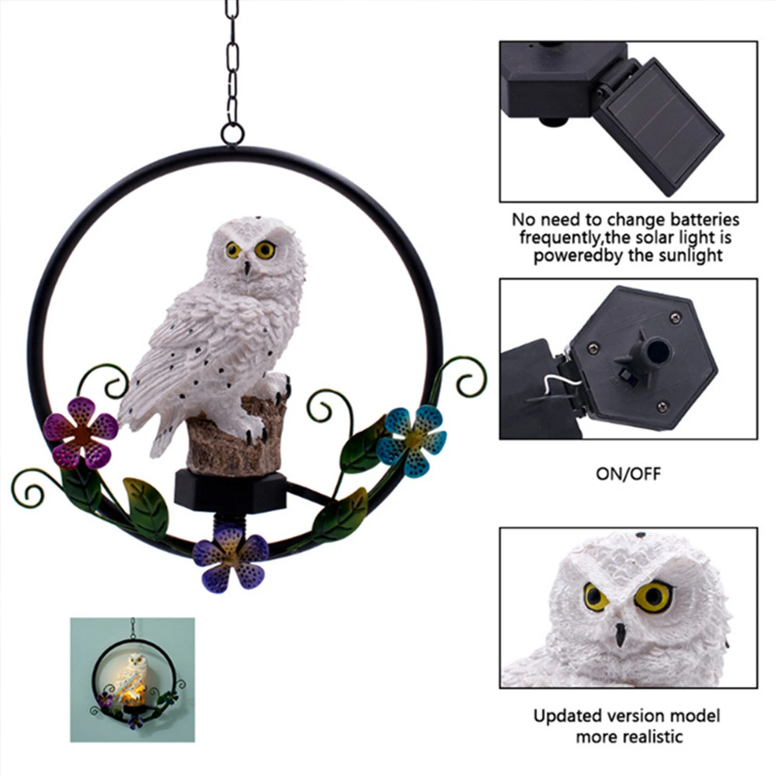 

Solar Garden Light - Wind Chimes Waterproof LED Owl Lamp Multifunction LED Night Solar Garden Light for Pathway Porch Decor