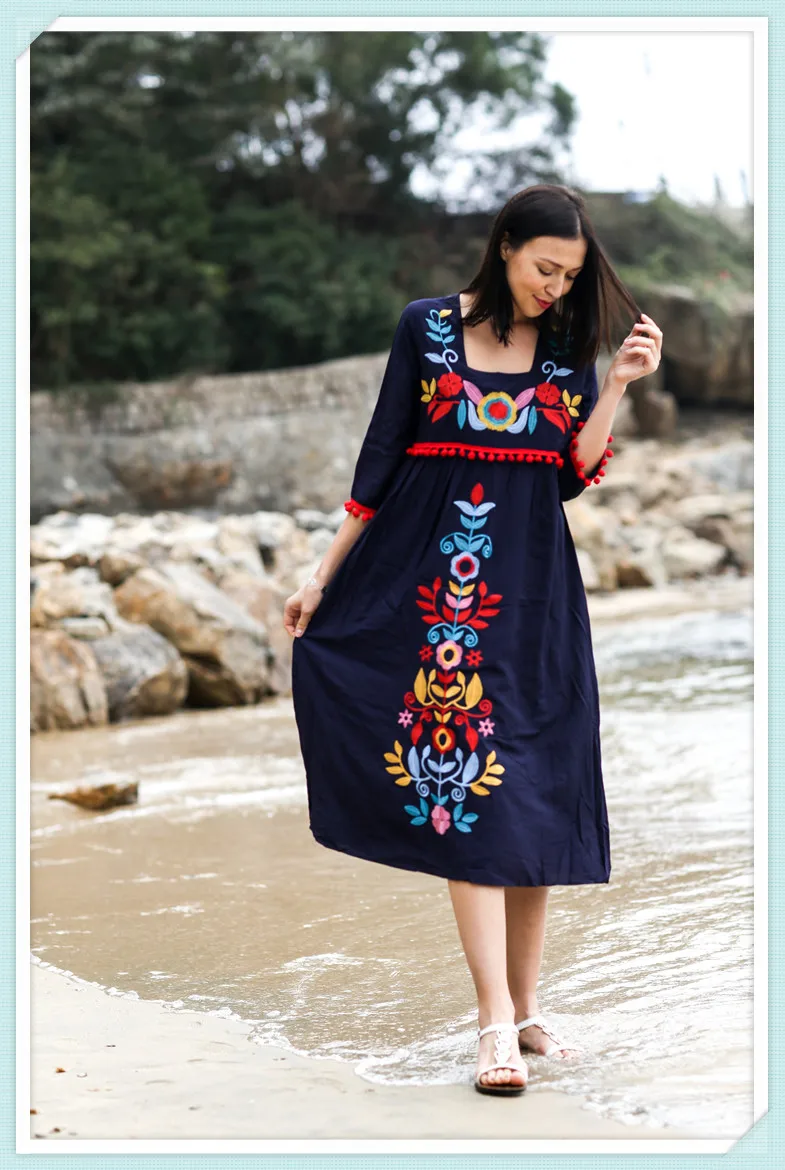 Платье женское свободного покроя в богемном стиле модное винтажное праздничное