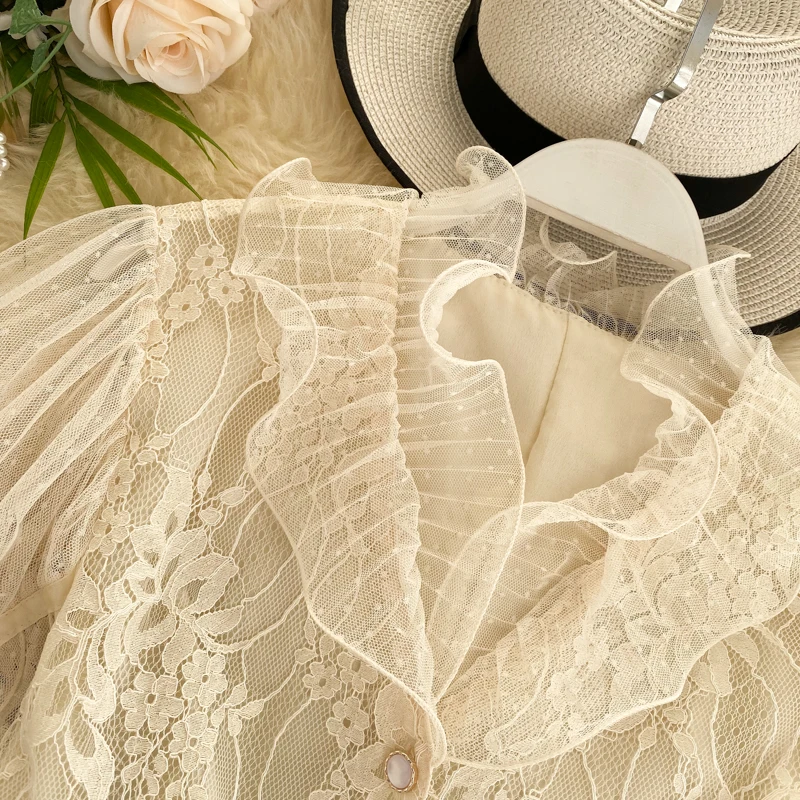 Весна 2020 новинка Женская газовая блузка с v образным вырезом и рукавами