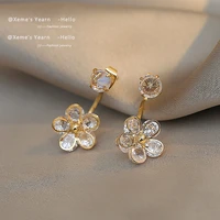 2021 new elegant zircon petal pendant earrings for woman luxury korean jewelry party girl fashion stud earrings student gift acc