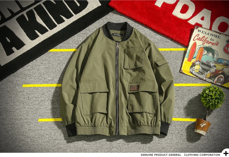 M-5XL мужские куртки и пальто уличная куртка-бомбер мужская ветровка модная одежда Осенняя свободная с большим карманом крутая