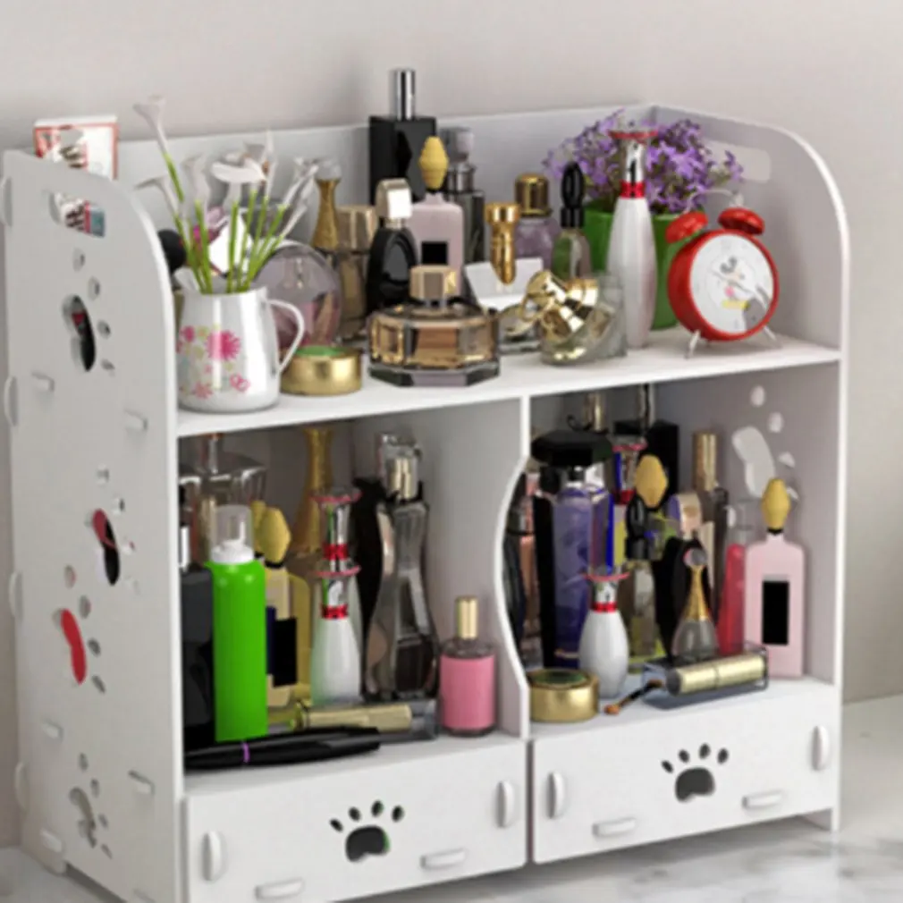 Простой деревянный ящик для хранения косметики ванной и спальни настольный