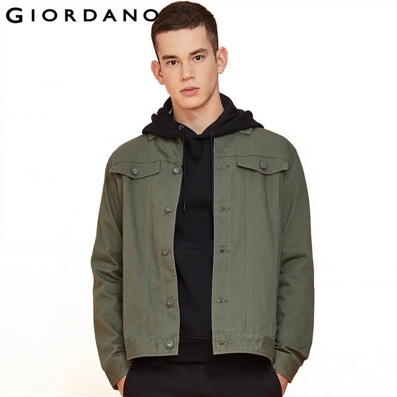 Giordano мужская джинсовая классическая рубашка с накладными карманами из