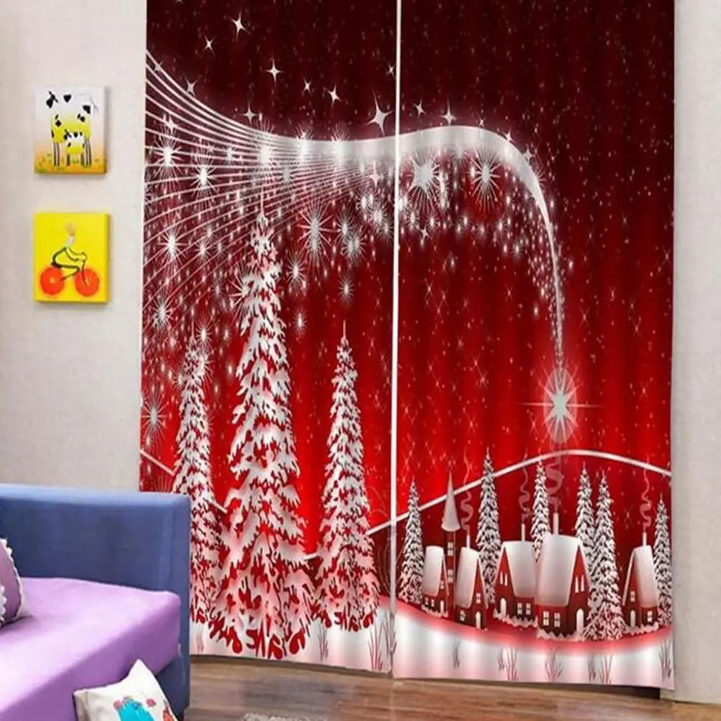 Светонепроницаемые занавески с принтом звезд рождественские декоративные на