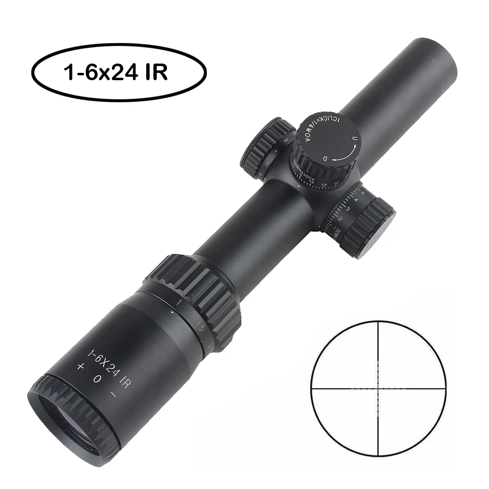 

1-6X24 IR Hunting Rifle Scopes Compact Glass Etched Reticle llluminate Turrets Lock Reset Tactical Riflescopes Optical Sight