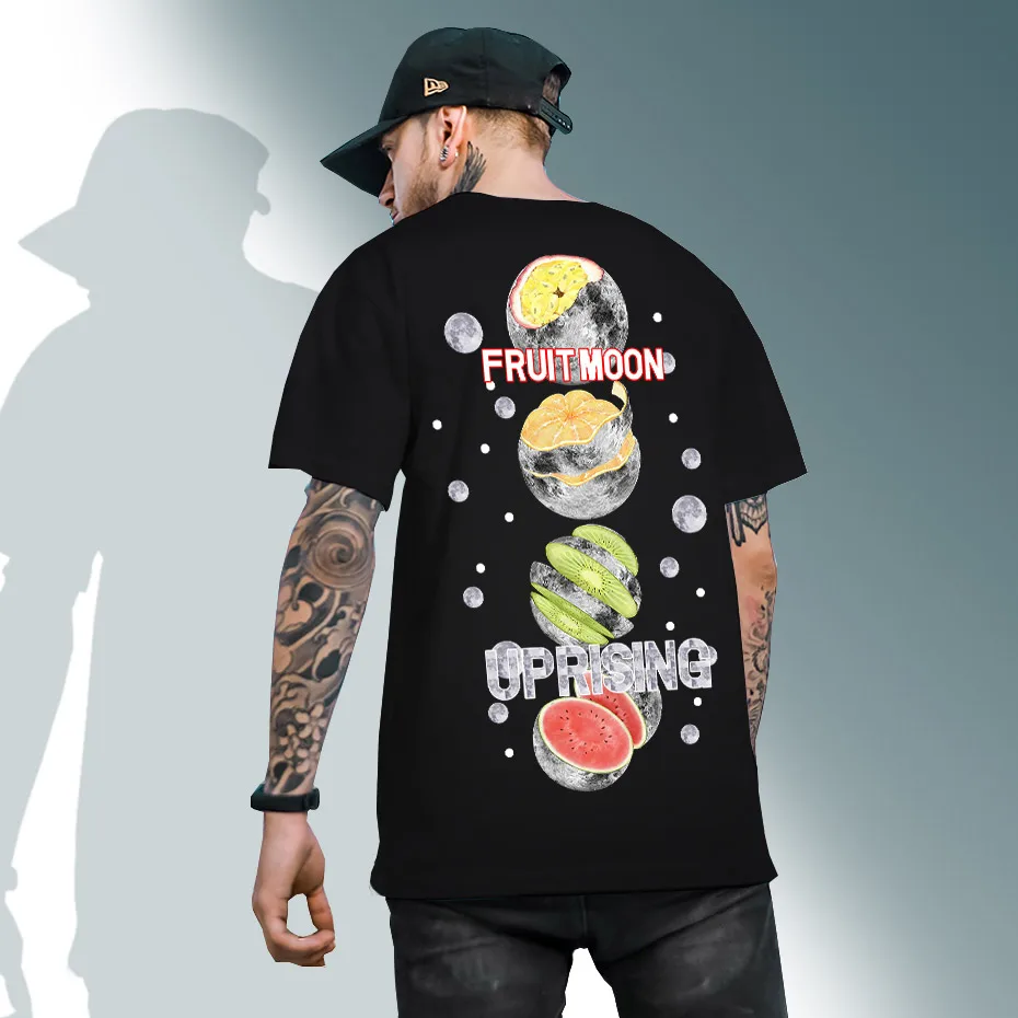 Необычная футболка с изображением фруктов Луны космоса звезд ботаника scifi surreal food