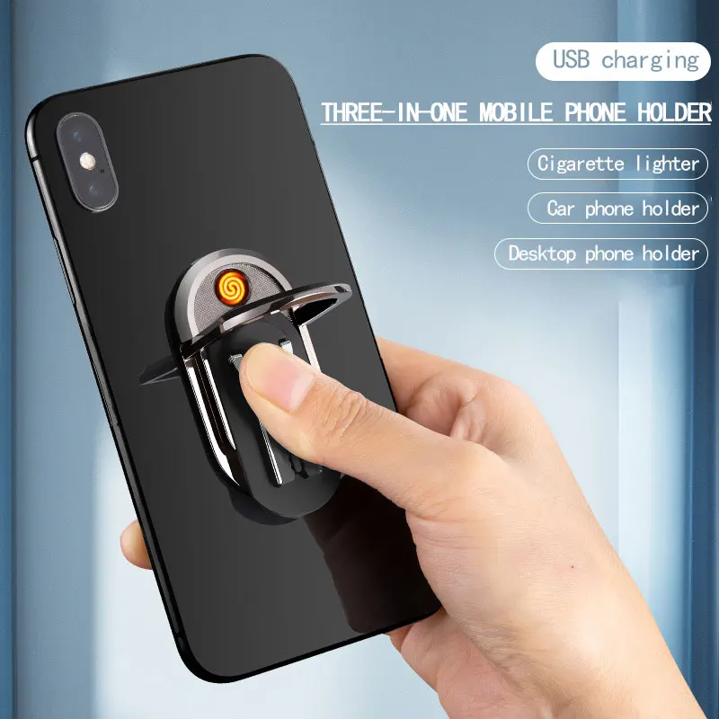 

Portable Car Mobile Phone Holder Cigarette Lighter Ring Mobile Holder Charging USB Tungsten Wire Ignition Creative Small Gifts