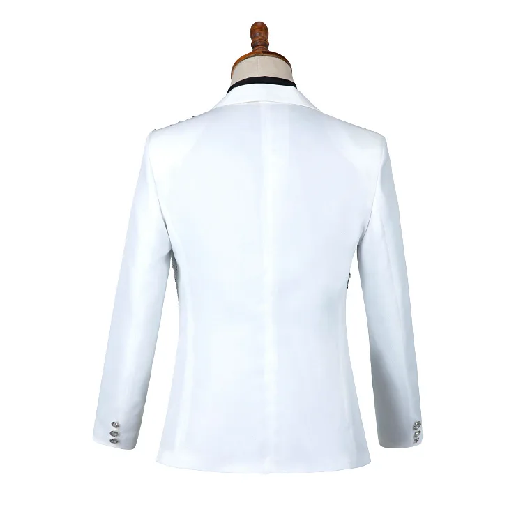 

2021 Men's Sequined Dance Suit jackets Black and White Performance Singer Host blazer