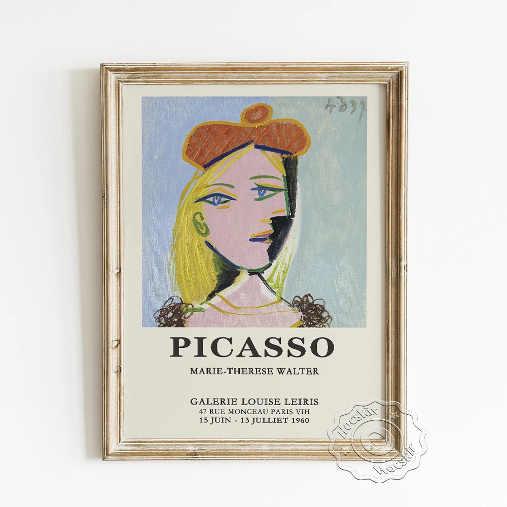

Pablo Picasso Exhibition Abstract Art Museum Poster, Marie Therese Portrait Canvas Painting, Living Room Vintage Decor Prints